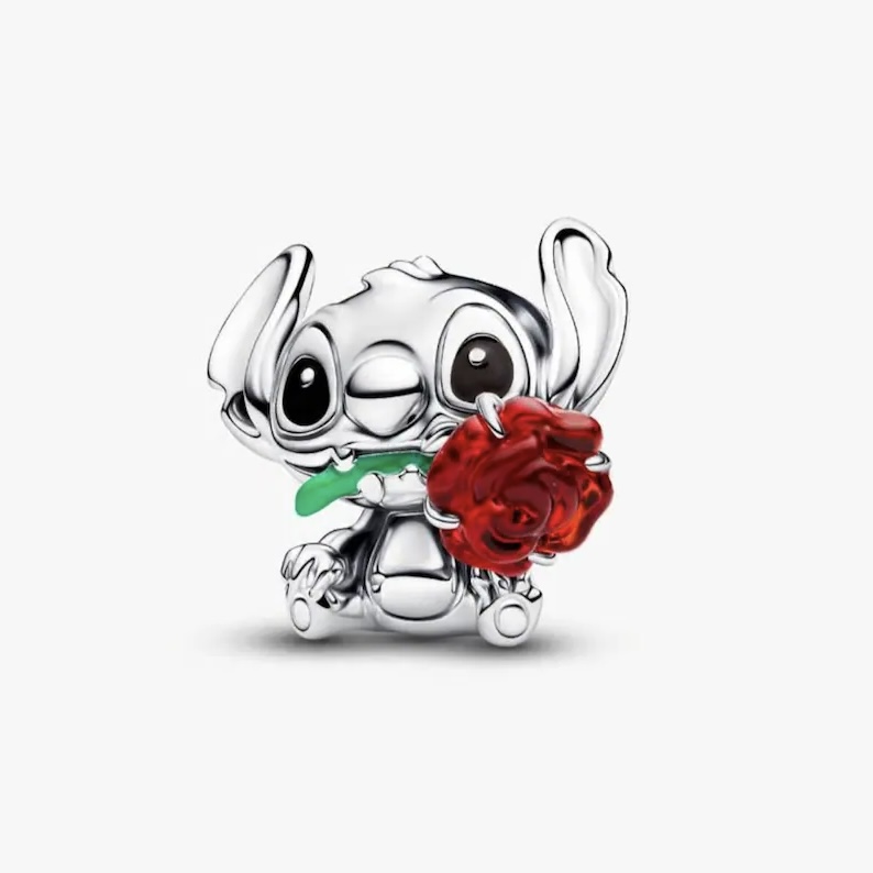 Talisman Pandantiv Stitch Trandafir Cu Argint