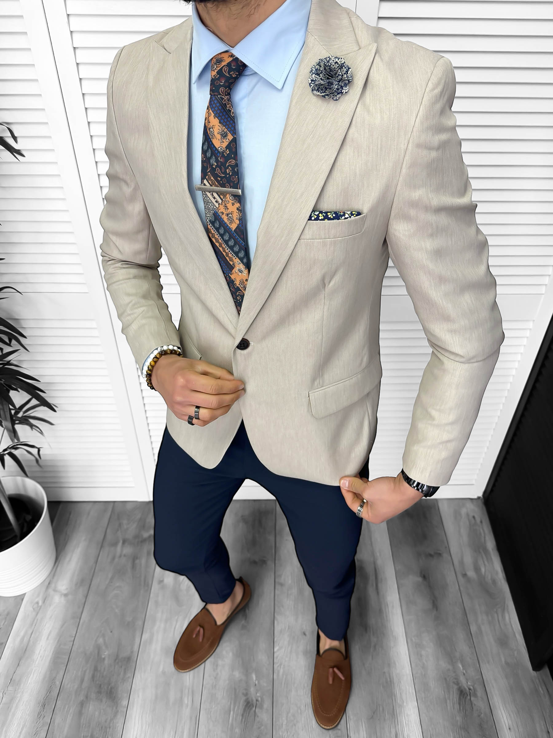 Tinuta barbati smart casual Pantaloni + Sacou + Batista 11875