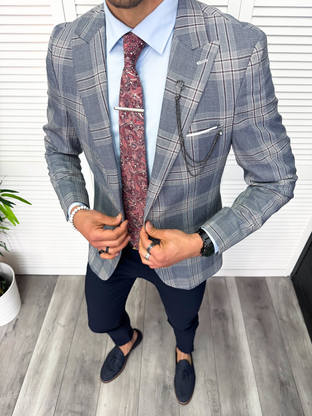 Tinuta barbati smart casual Pantaloni + Sacou + Batista + Cravata 11880
