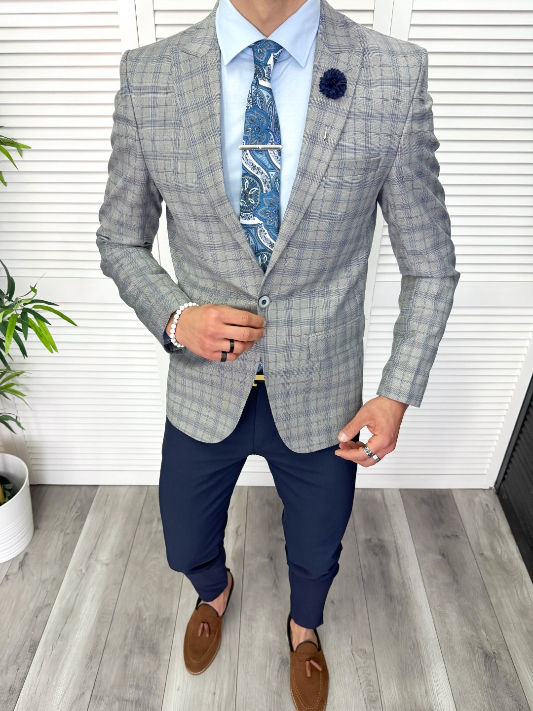 Tinuta barbati smart casual Pantaloni + Sacou + Batista + Cravata 11881