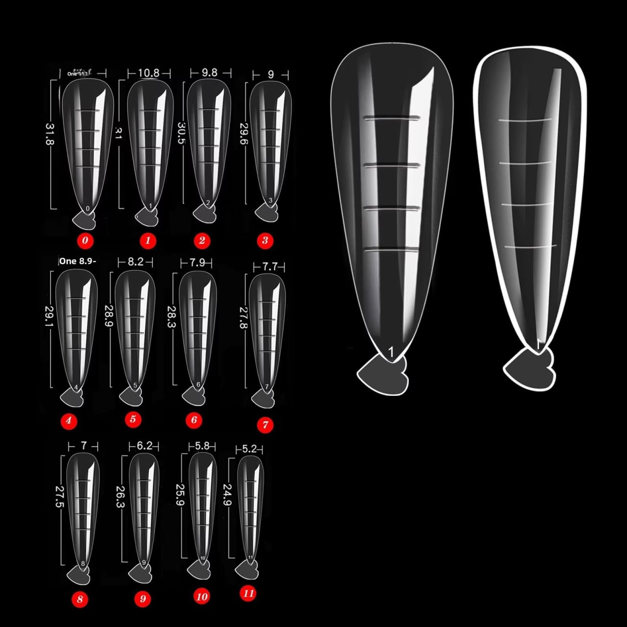 Tipsuri reutilizabile Marquise, TIPS13, Stiletto, 120 buc - poza 1