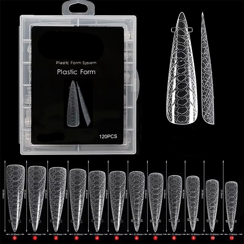 Tipsuri reutilizabile snake skin Marquise, TIPS24, Stiletto, 120 buc - poza 1