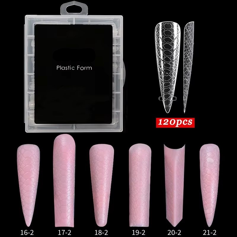 Tipsuri reutilizabile snake skin Marquise, TIPS26, Russian Almond, 120 buc - poza 2