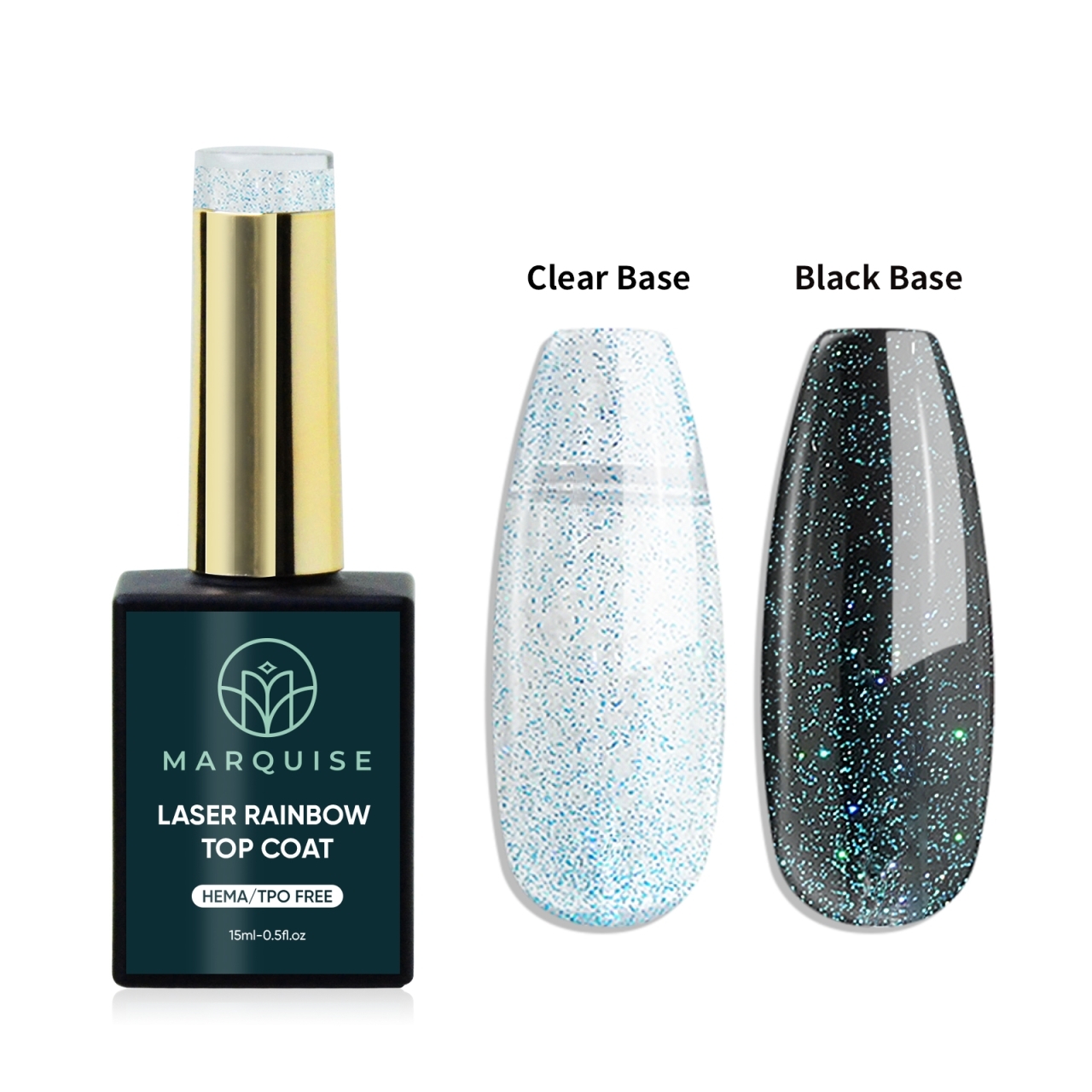 Top Coat Laser Rainbow HEMA/TPO FREE, Marquise, Albastru, 15 ml - poza 1