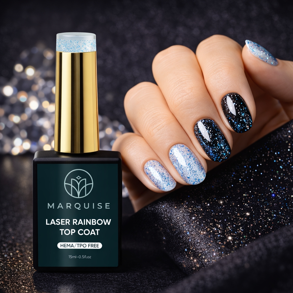 Top Coat Laser Rainbow HEMA/TPO FREE, Marquise, Albastru, 15 ml - poza 2