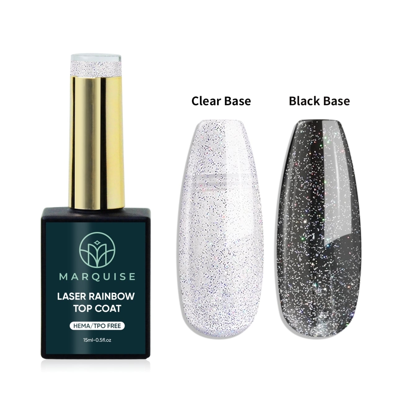 Top Coat Laser Rainbow HEMA/TPO FREE, Marquise, Argintiu, 15 ml - poza 1