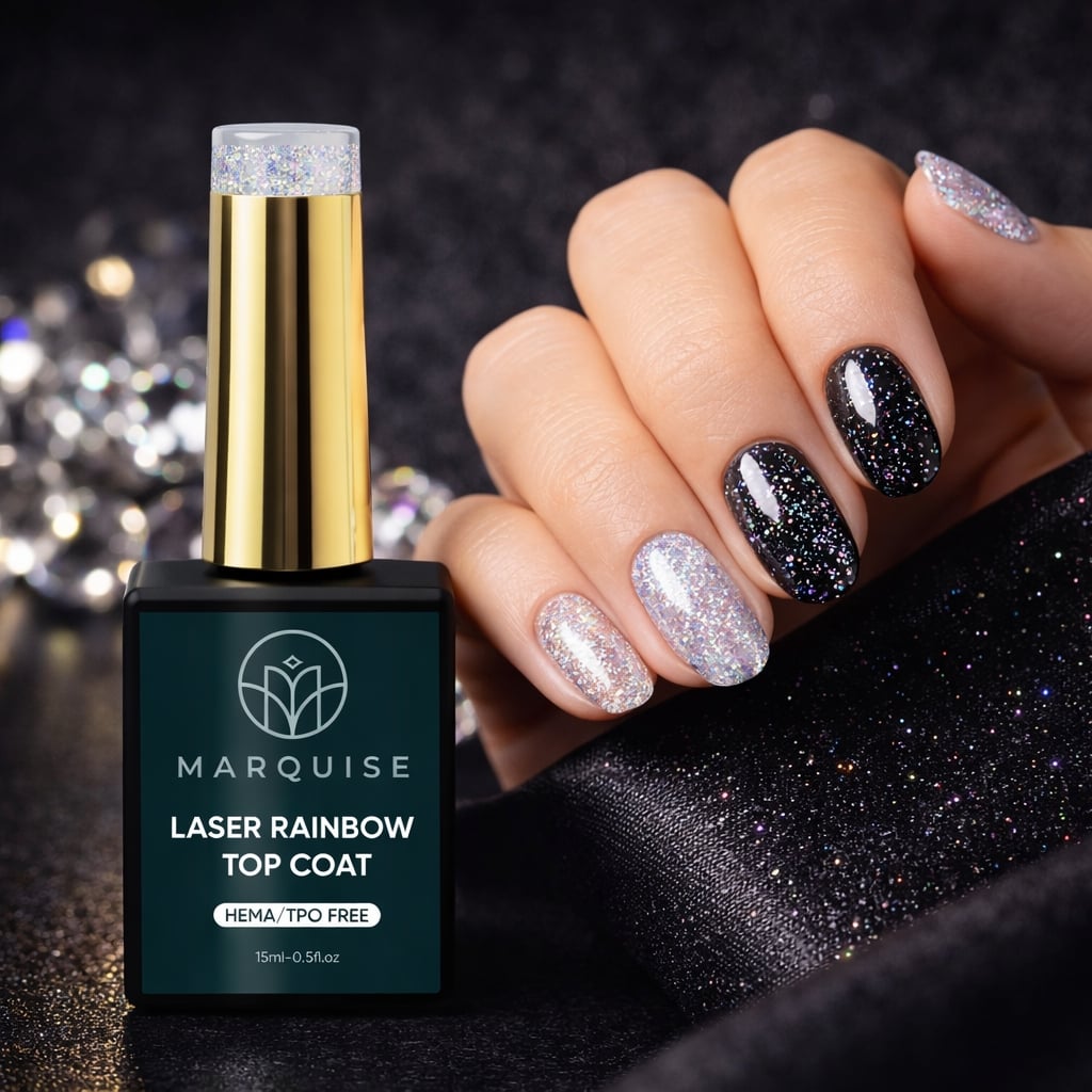 Top Coat Laser Rainbow HEMA/TPO FREE, Marquise, Argintiu, 15 ml - poza 2