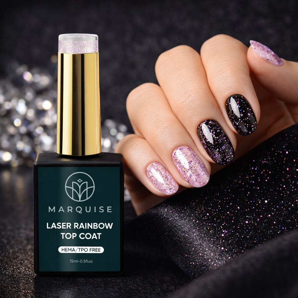 Top Coat Laser Rainbow HEMA/TPO FREE, Marquise, Mov, 15 ml - poza 2