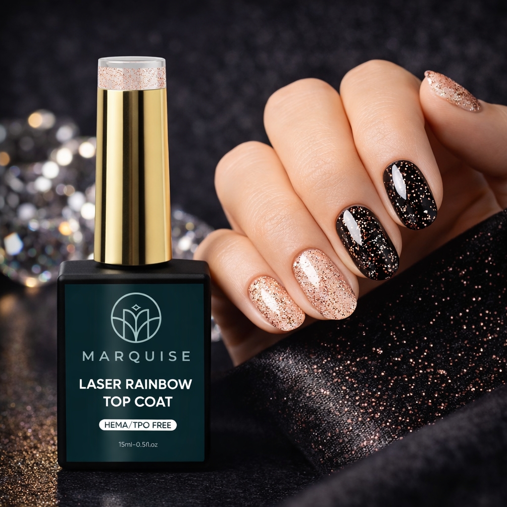 Top Coat Laser Rainbow HEMA/TPO FREE, Marquise, Rosu, 15 ml - poza 2