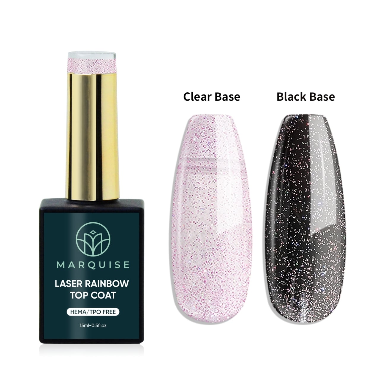 Top Coat Laser Rainbow HEMA/TPO FREE, Marquise, Roz, 15 ml - poza 1