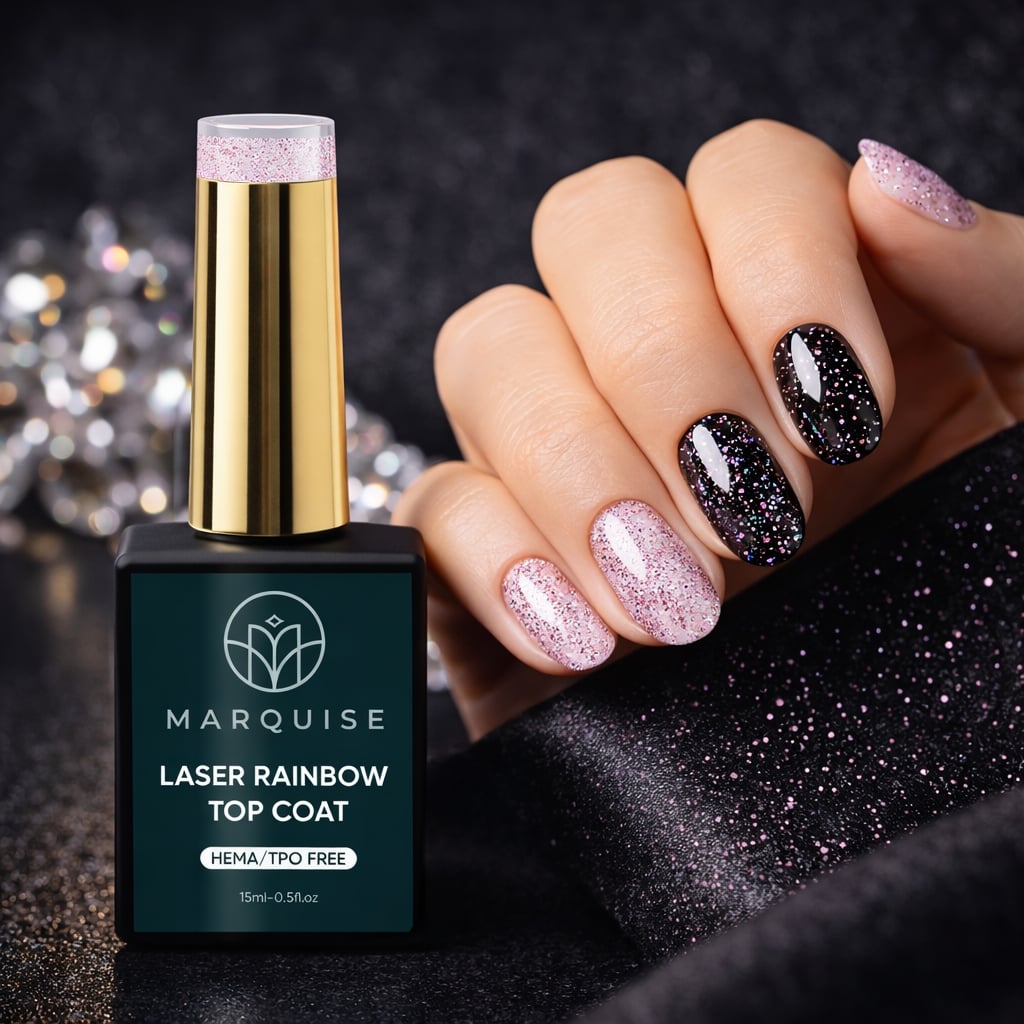 Top Coat Laser Rainbow HEMA/TPO FREE, Marquise, Roz, 15 ml - poza 2
