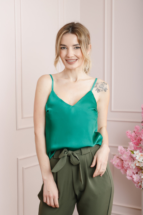 Top verde smarald elegant cu bretele reglabile