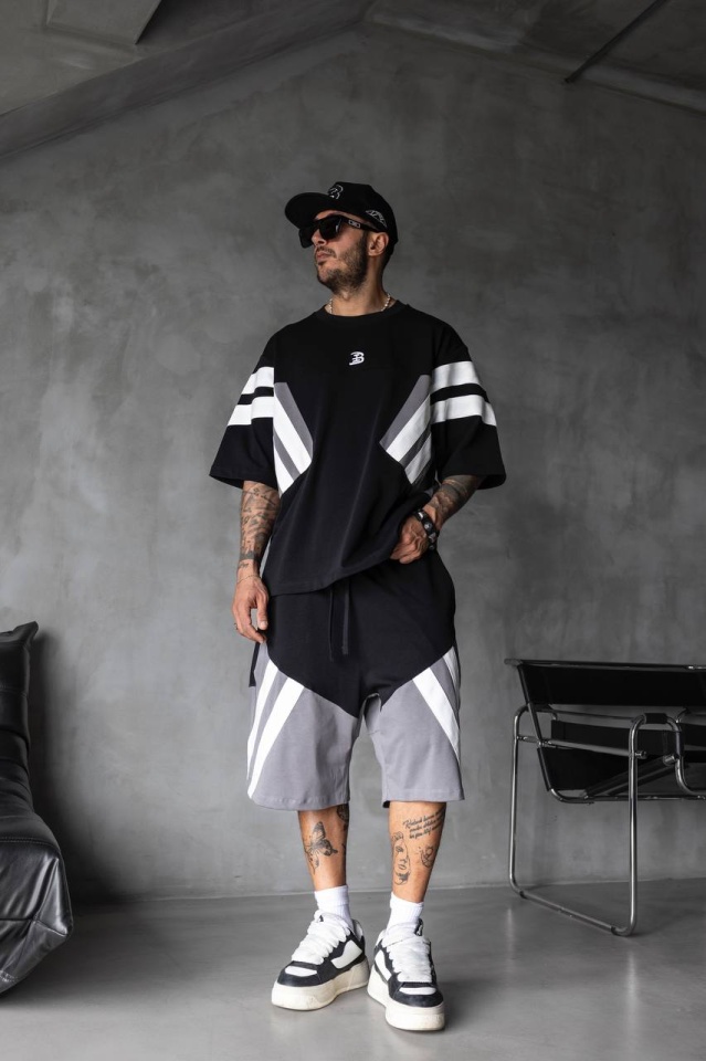 TRENING B-FASHION STRIPES OVERSIZE BLACK TRBI43(1866-67) (MĂRIME: S)