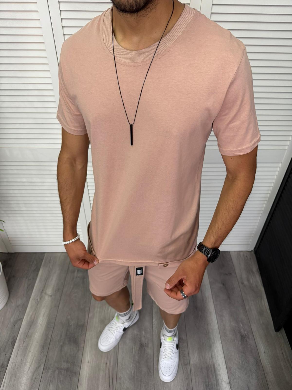 Trening barbati roz pantaloni + tricou 13296 D2-2.1