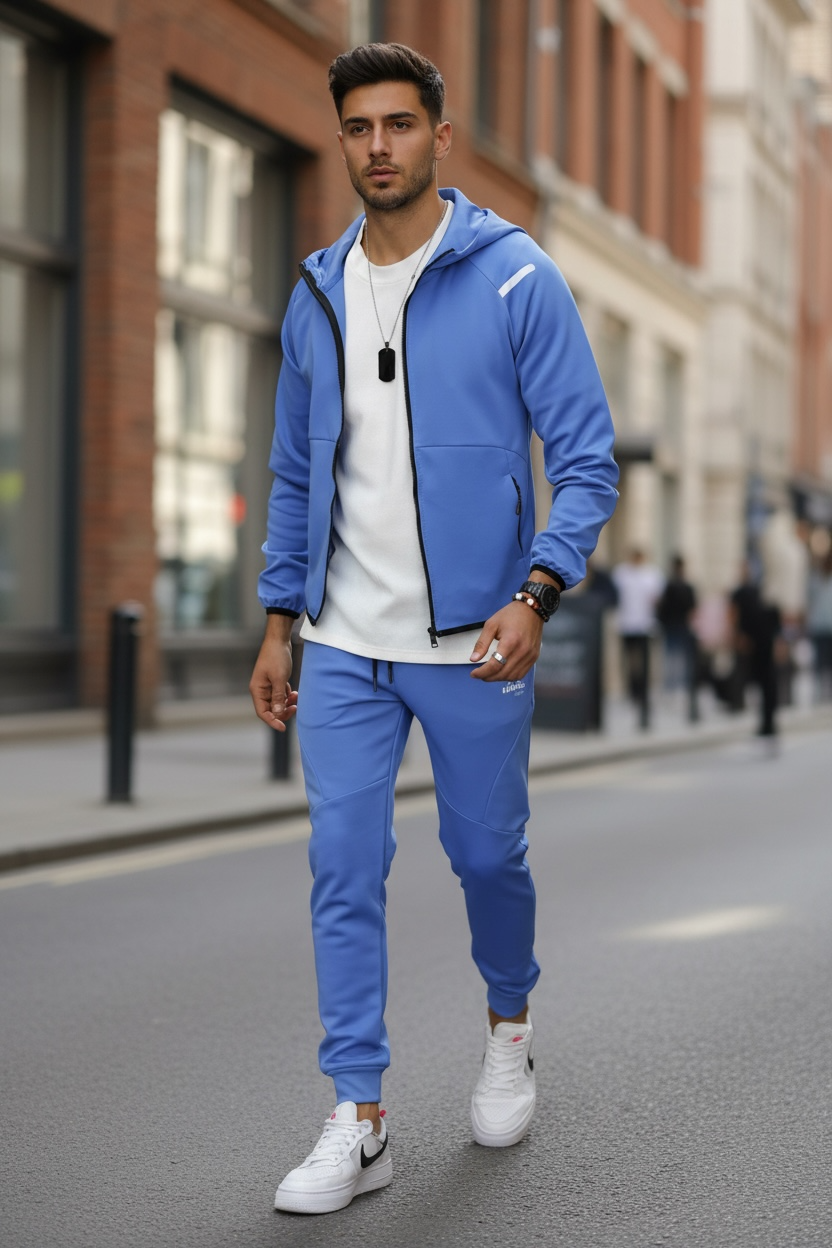 Trening barbati slim fit albastru Pantaloni + Hanorac 288A 27-4.2