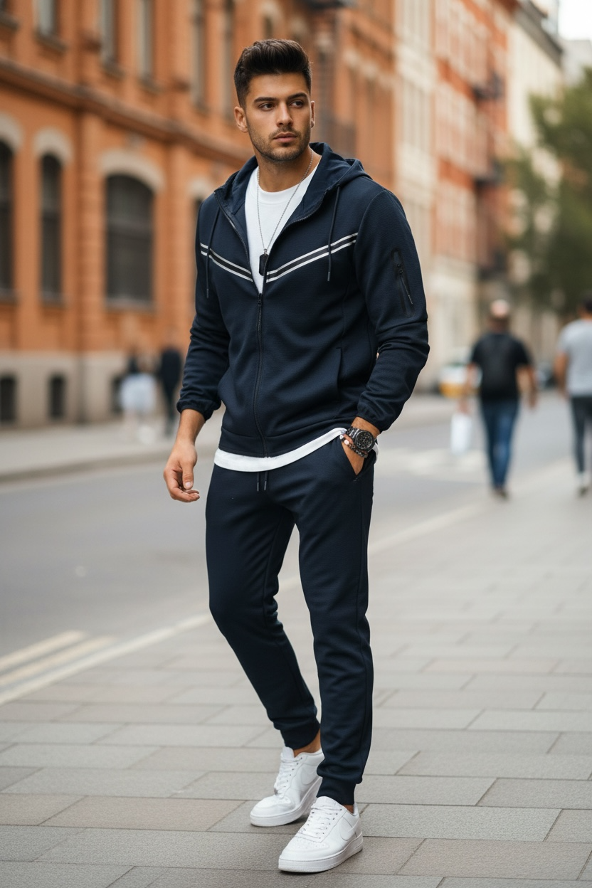 Trening barbati slim fit bleumarin Pantaloni + hanorac RM09 i13-3.2