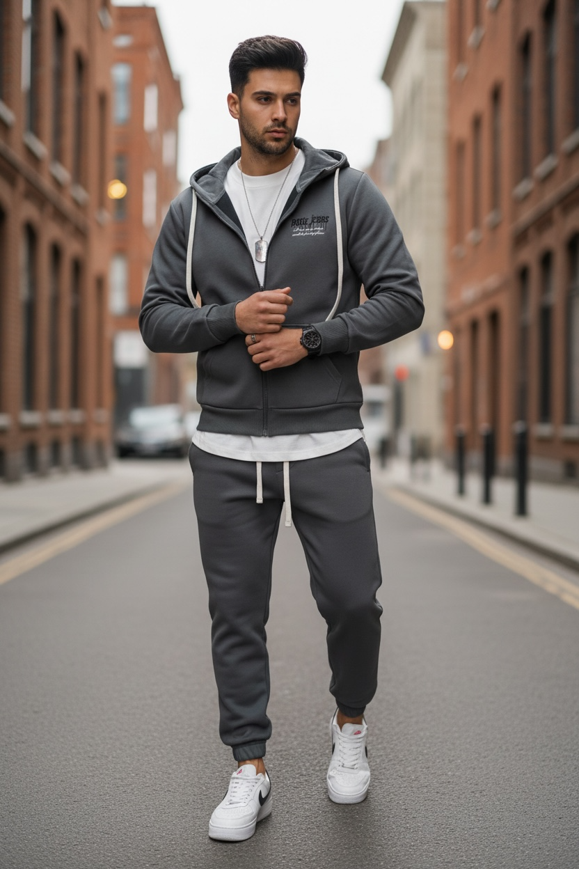 Trening barbati slim fit gri Pantaloni + hanorac 166 5-2.2
