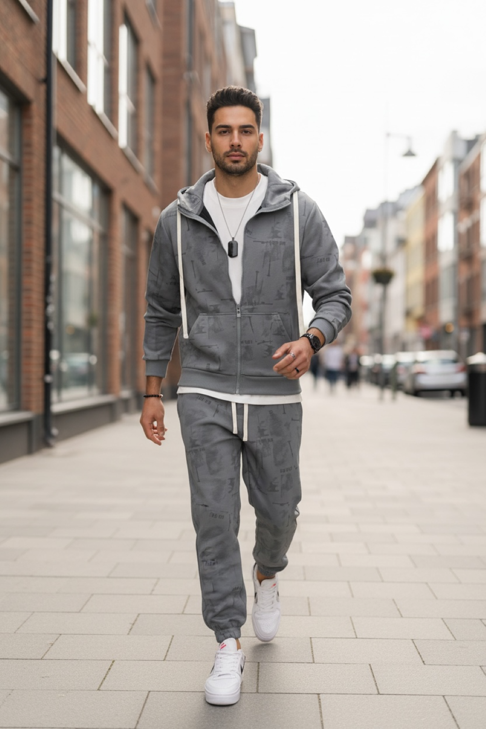 Trening barbati slim fit gri Pantaloni + hanorac 167 37-5