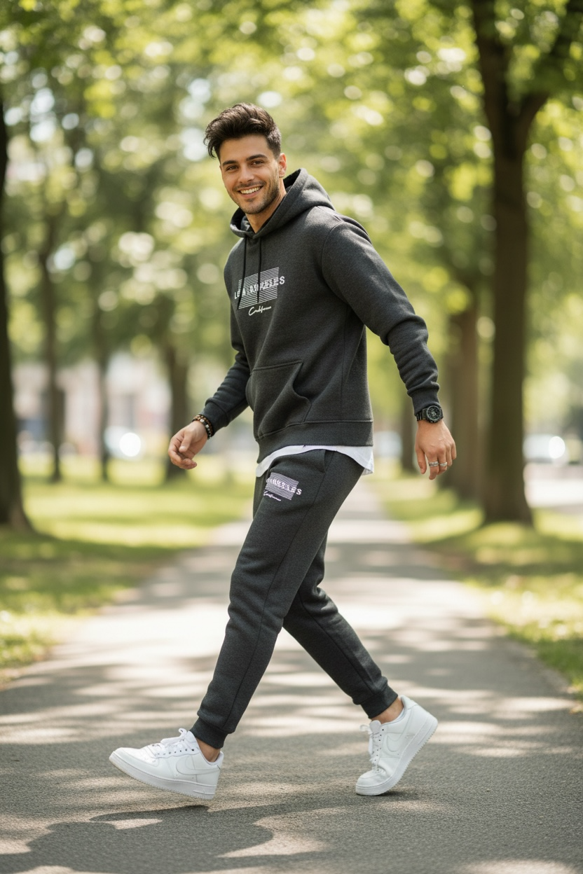 Trening barbati slim fit gri Pantaloni + Hanorac vatuit 12105 I3-3.1