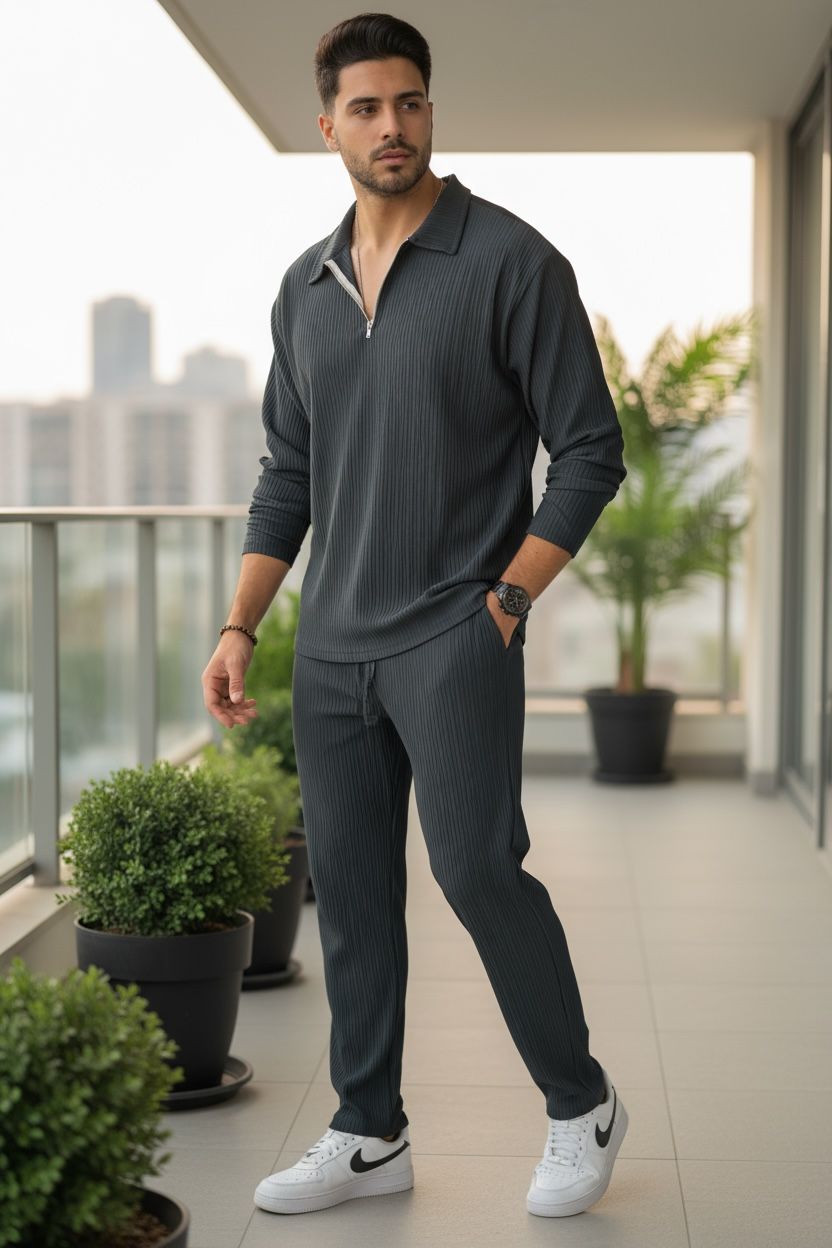 Trening barbati slim fit kaki Pantaloni + Bluza C300 23-5.2