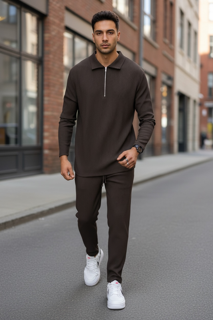 Trening barbati slim fit maro Pantaloni + bluza C300 D5-5.2