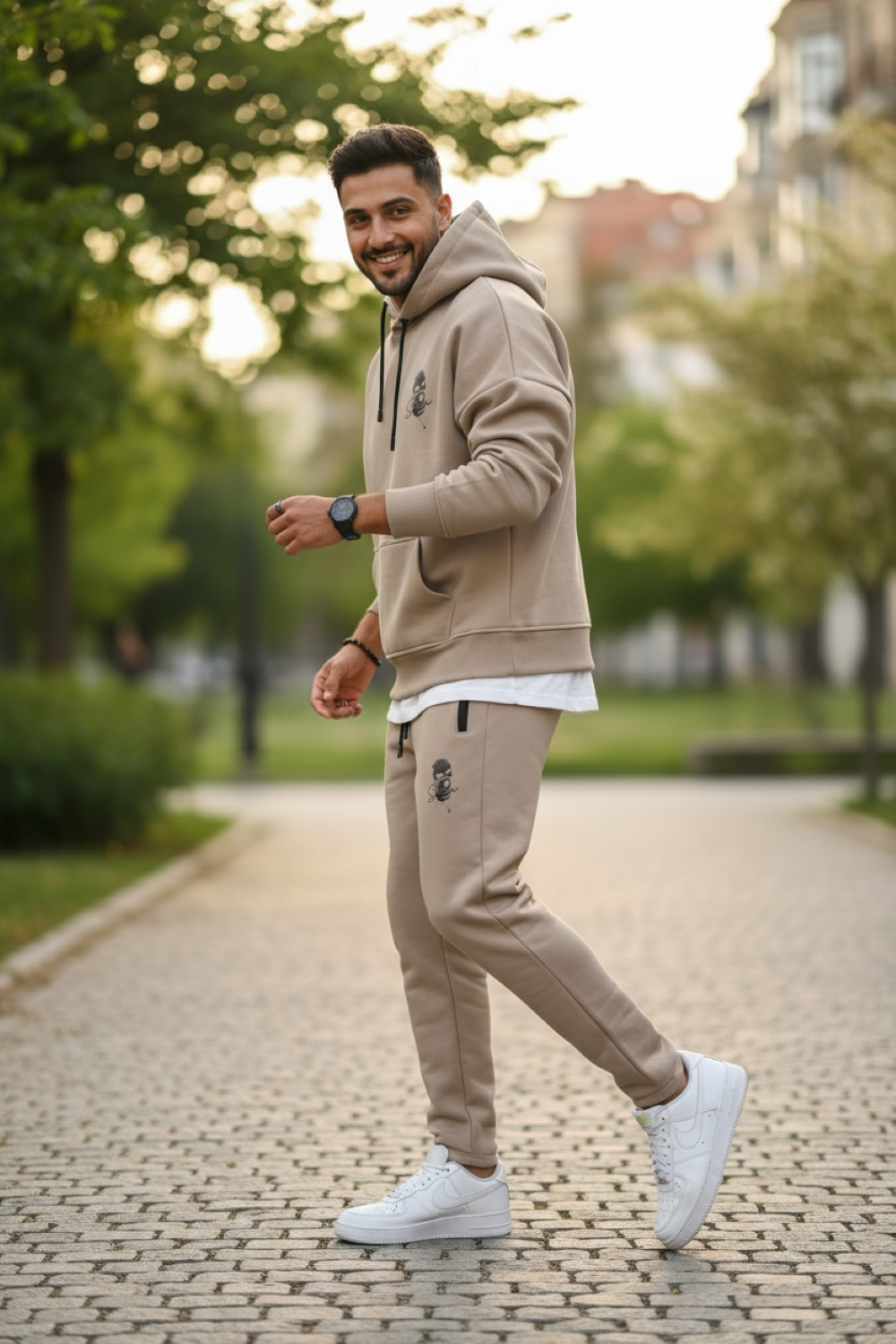 Trening barbati slim fit maro Pantaloni + Hanorac vatuit RM58 55-2