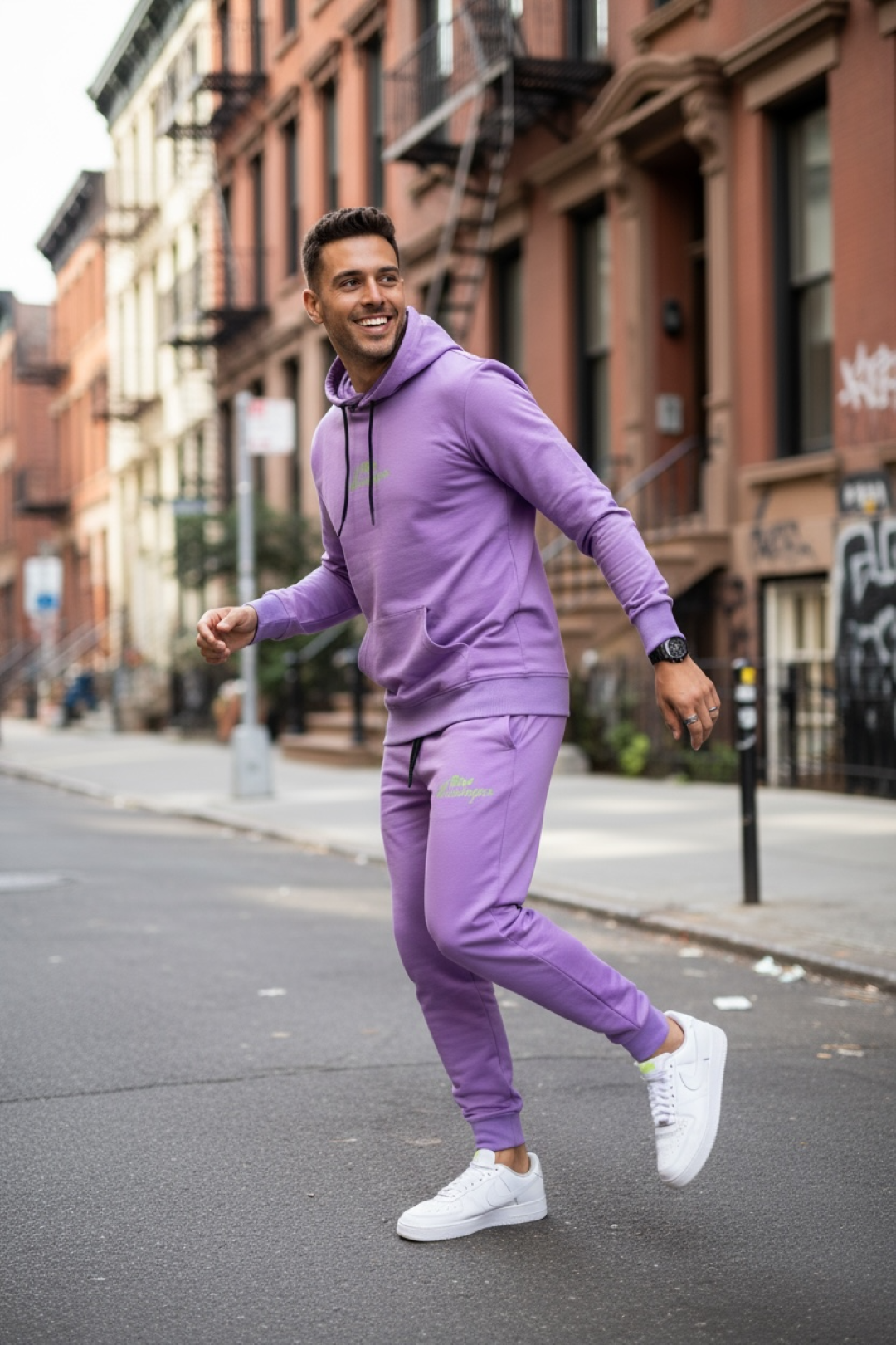 Trening barbati slim fit mov Pantaloni + Hanorac 13370 123-3