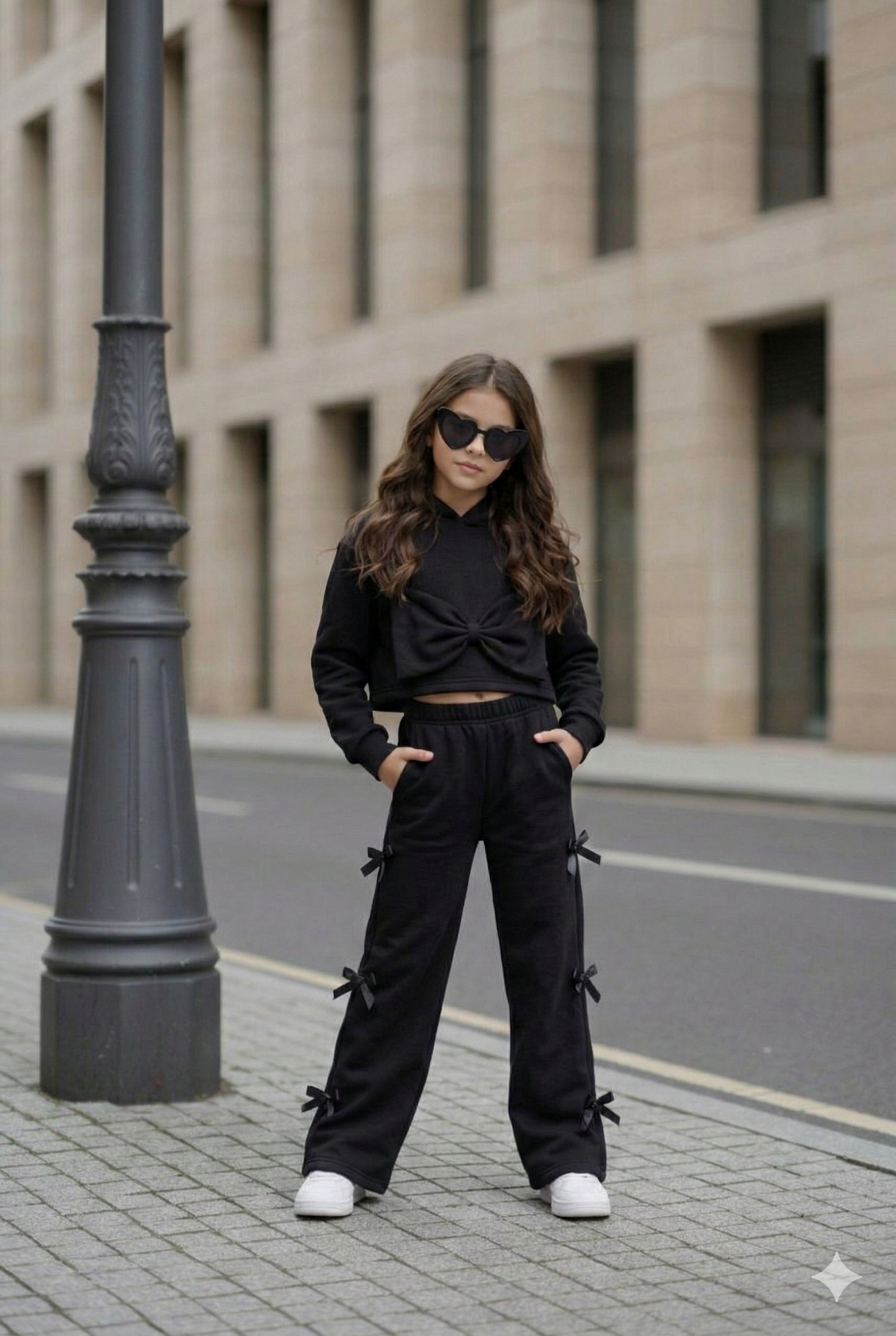 Trening casual lila cu pantalon evazat pentru fete - Sidney