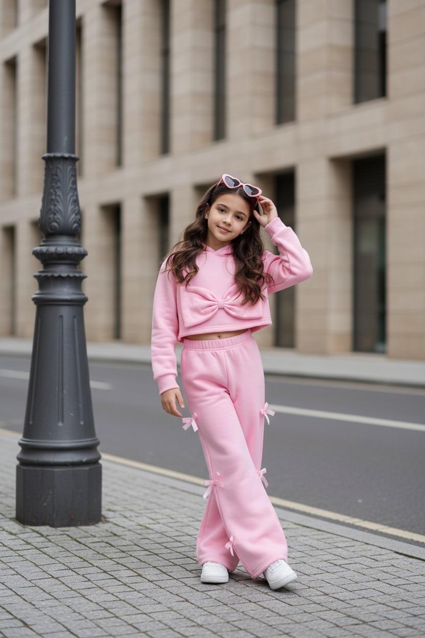 Trening casual lila cu pantalon evazat pentru fete - Sidney