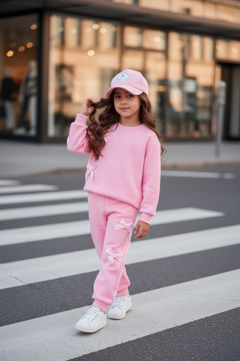 Trening casual roz cu fundite pentru fete - Miky