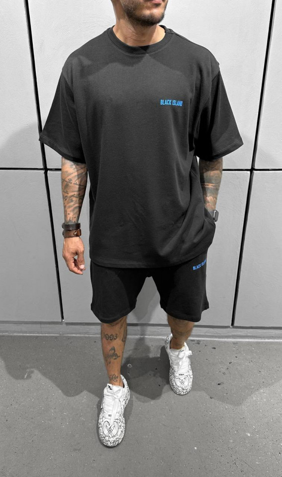 TRENING OVERSIZE BLACK ISLAND BLACK-BLUE TRBI25 (MĂRIME: L)