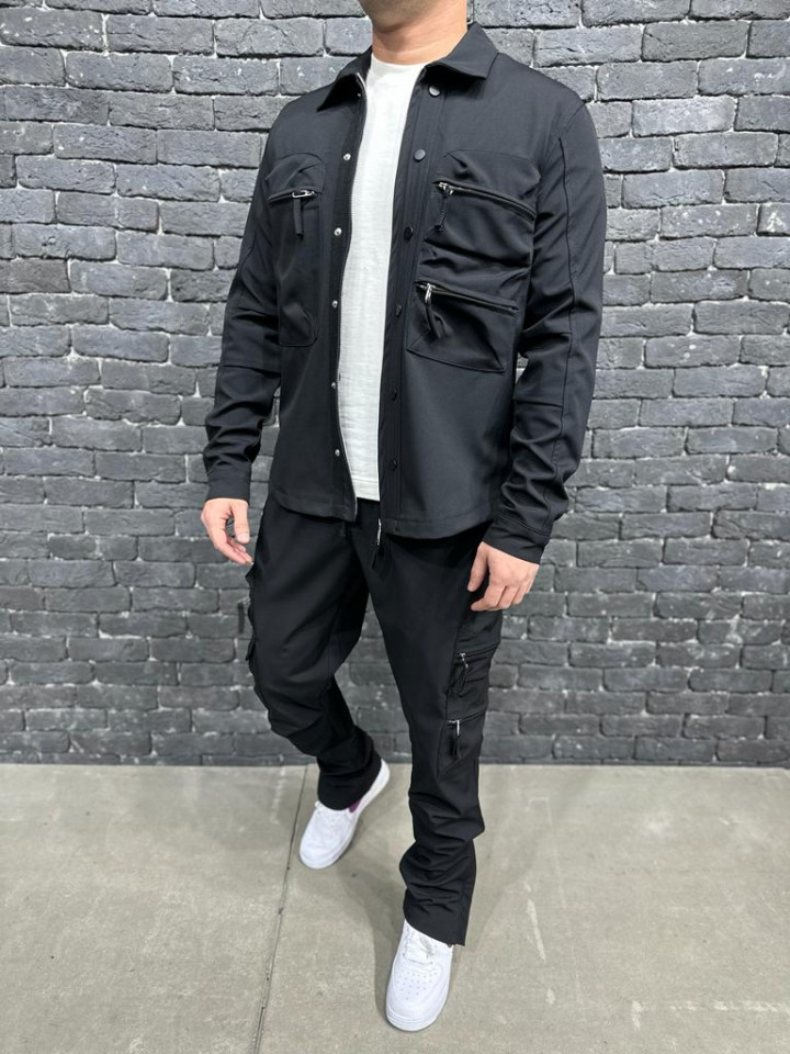 TRENING RELAXED FIT ZIPPERS BLACK TRAS192(006) (MĂRIME: S)