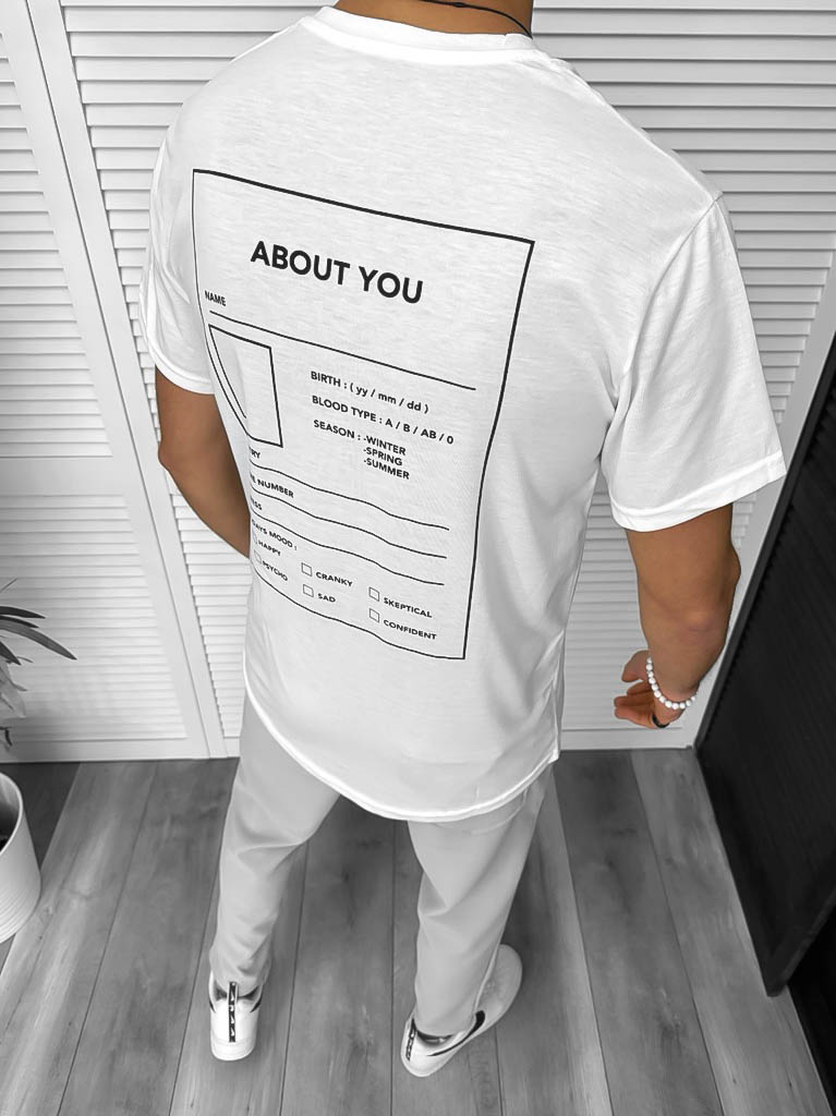Tricou barbati alb cu imprimeu pe spate oversize 11817 41-3.3