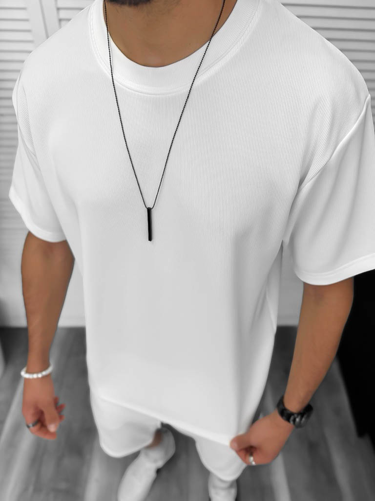 Tricou barbati alb cu MIC DEFECT DEF8206 O3-1.3