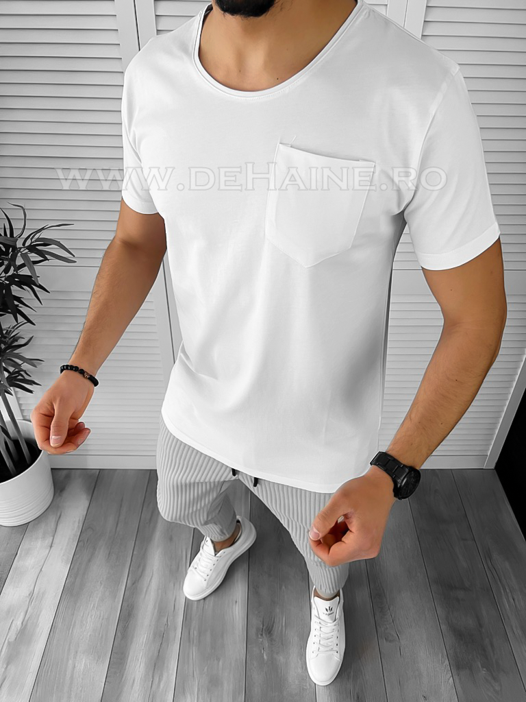 Tricou barbati alb slim fit Vagabond cu defect B1961 O2-3.3