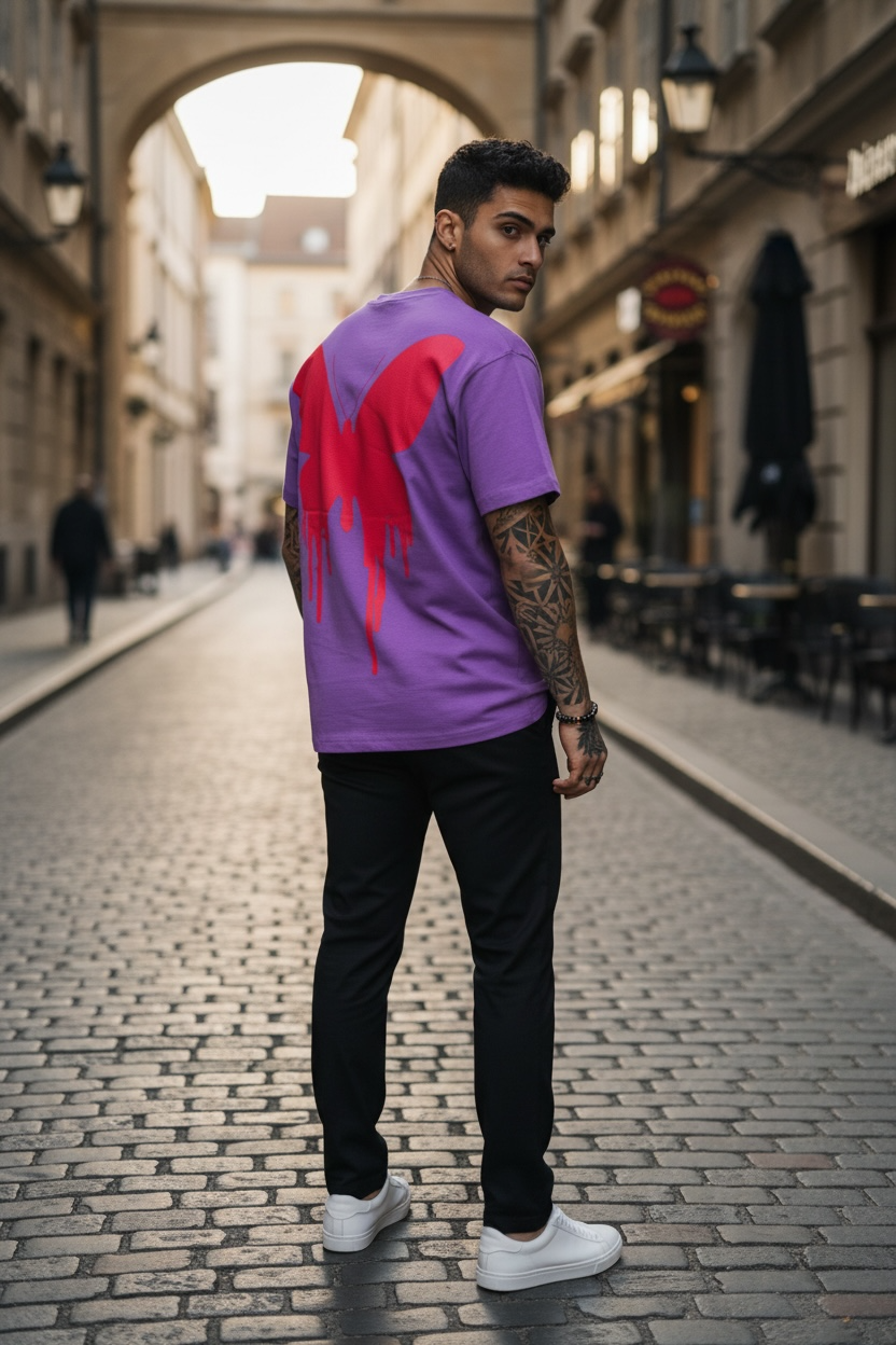Tricou barbati mov oversize premium Y265 11-5.1