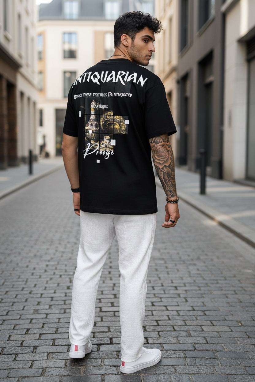 Tricou barbati negru oversize premium Y027 11-4.2