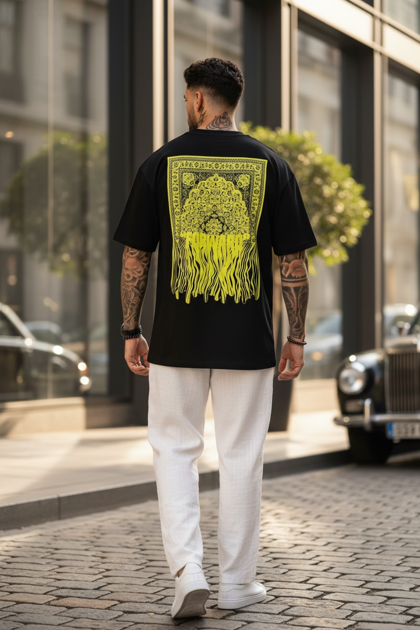Tricou barbati negru oversize premium Y262 11-5.2