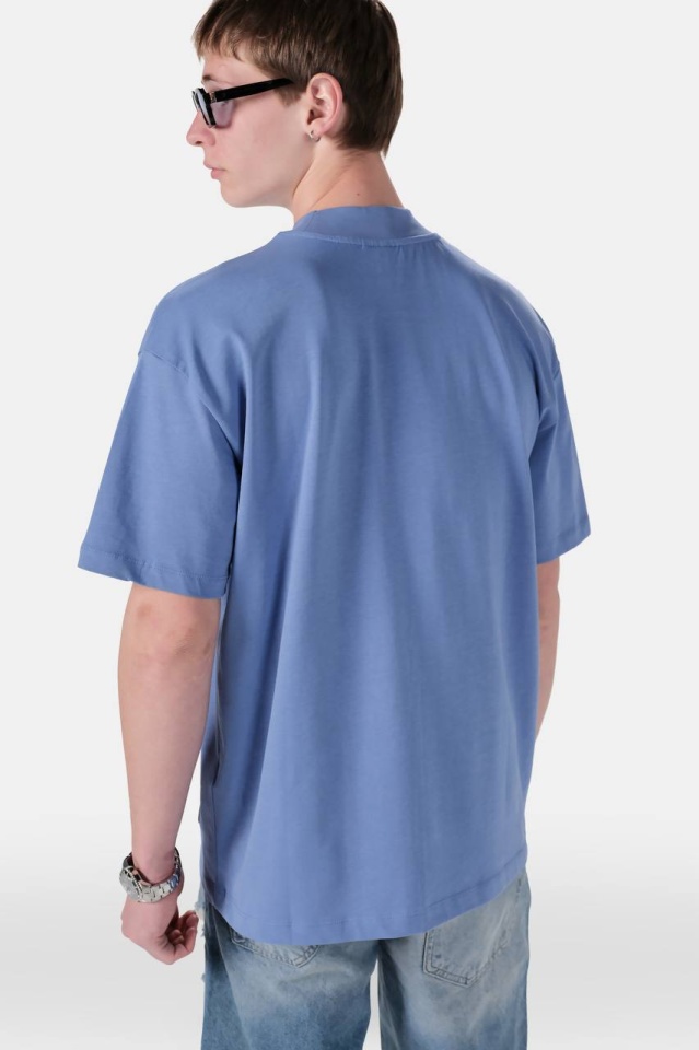TRICOU BARBATI OVERSIZED ICE-BLUE MINIMAL TECH STREETWEAR (MĂRIME: L)