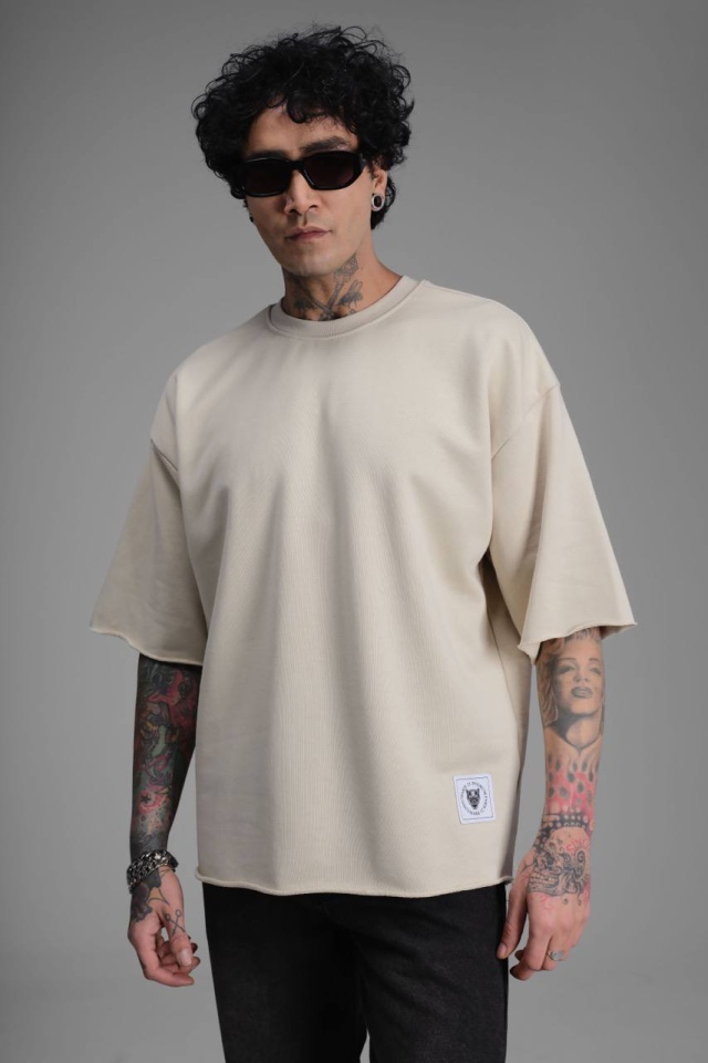TRICOU BARBATI OVERSIZED STONE RAW EDGE STREETWEAR (MĂRIME: M)