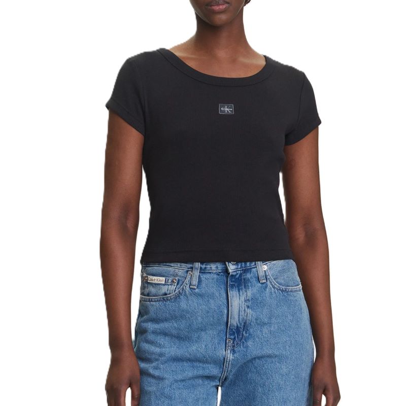 Tricou Calvin Klein A- WOVEN LABEL 2X2 RIB BABYTEE - poza 1