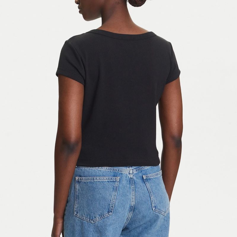 Tricou Calvin Klein A- WOVEN LABEL 2X2 RIB BABYTEE - poza 2