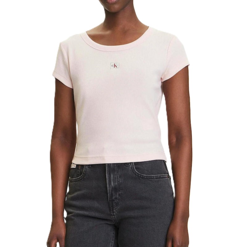 Tricou Calvin Klein A- WOVEN LABEL 2X2 RIB BABYTEE - poza 1