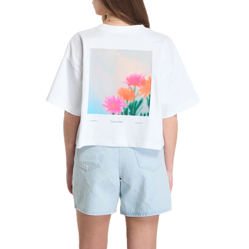 Tricou Calvin Klein SS CROPPED BOXY SATIN FLORAL TEE - poza 2
