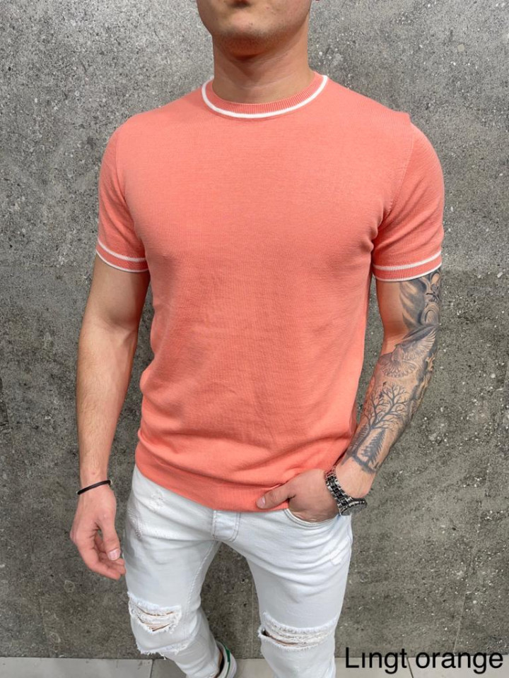 TRICOU CLASIC CASUAL LIGHT-PINK TSAS374(AJ7064) (MĂRIME: S)
