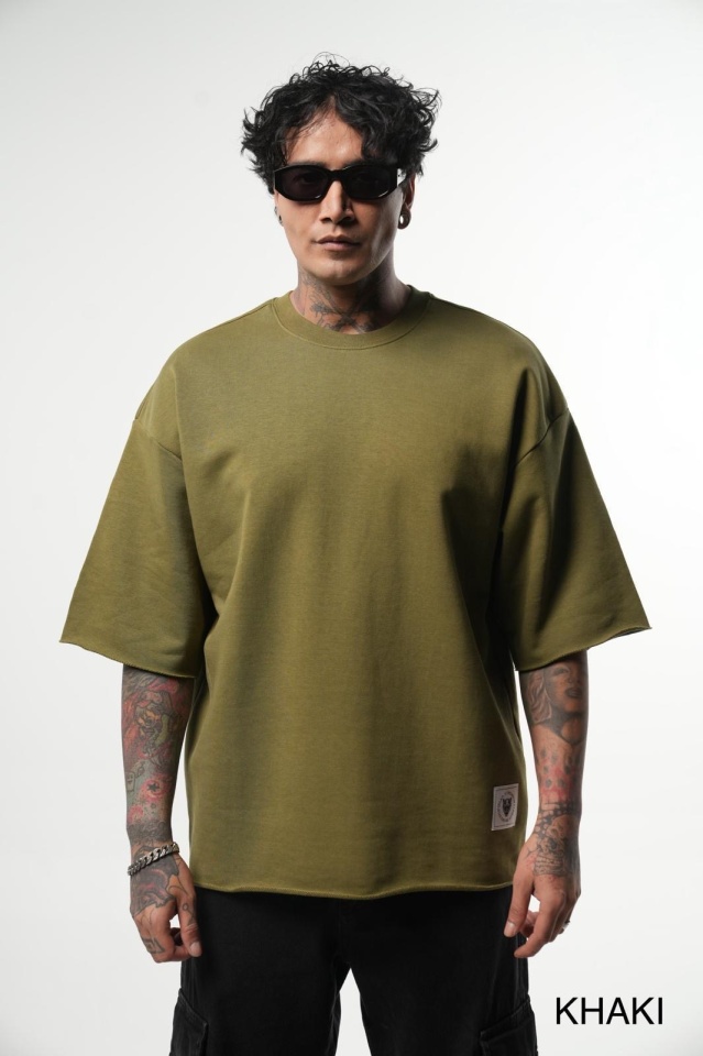 TRICOU CLASIC OVERSIZE KHAKI TSAS456(6049) (MĂRIME: S)