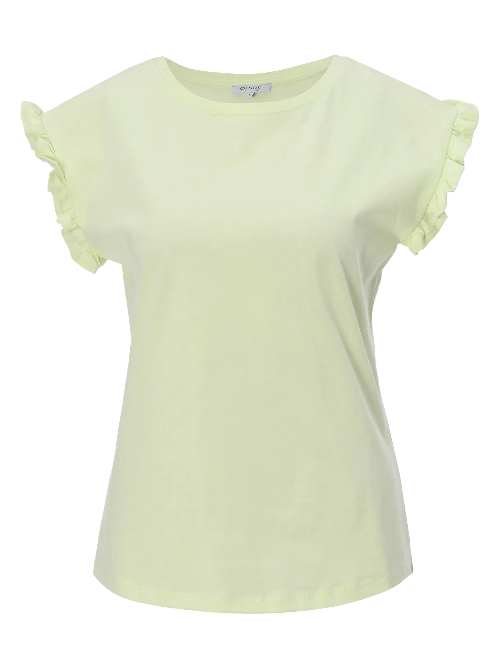 Tricou din bumbac cu volane la umeri ORSAY verde - L