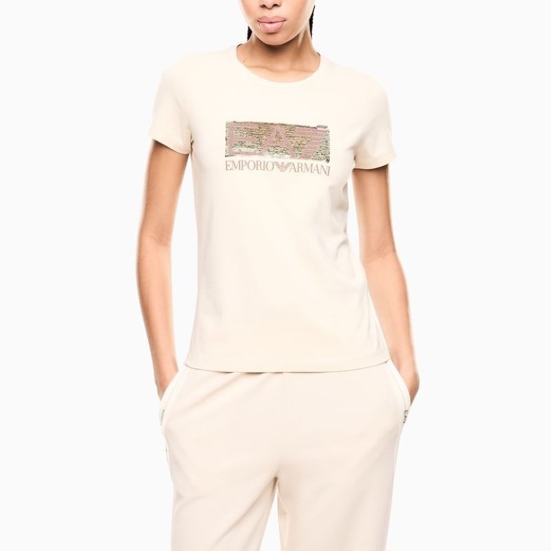 Tricou EA7 TRAIN LOGO SERIES W PAILLETS TEE CROSSOVER - poza 1