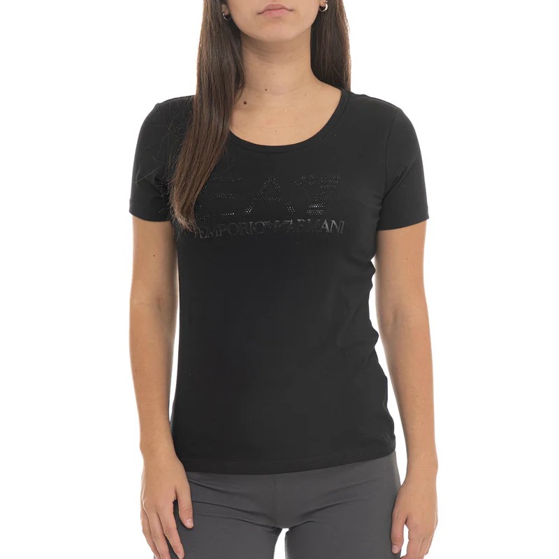 Tricou EA7 TRAIN LOGO SERIES W TEE SS RN FANCY STRASS - poza 1
