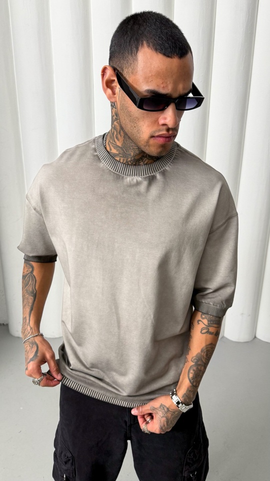 TRICOU OIL WASH BASIC GRAY TSMH4(M25-27) (MĂRIME: M)